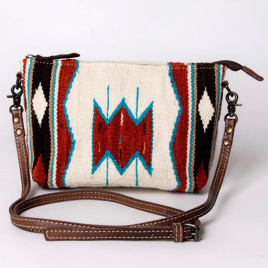 American Darling Handwoven Saddle Blanket Crossbody Bag – Genuine Leather Western Purse  Artisan Crafted Boho Cowgirl Shoulder Bag