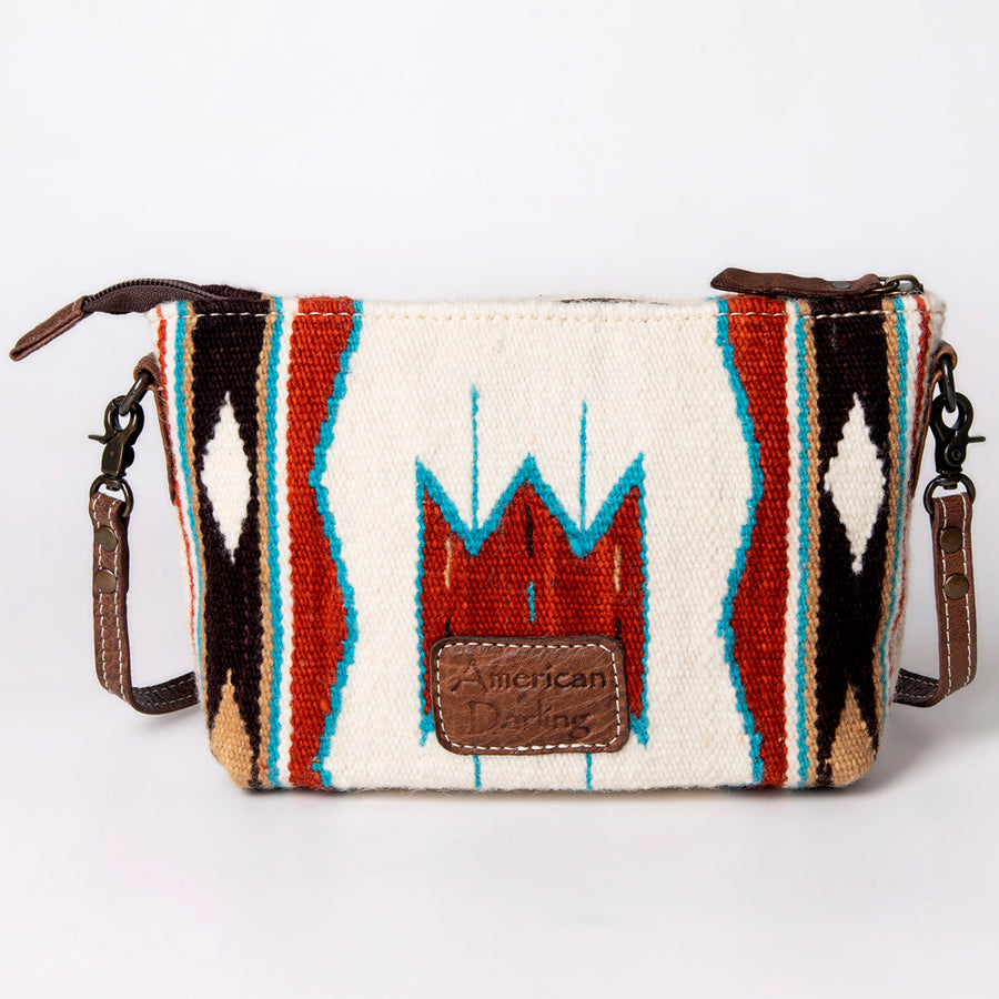 American Darling Handwoven Saddle Blanket Crossbody Bag – Genuine Leather Western Purse  Artisan Crafted Boho Cowgirl Shoulder Bag