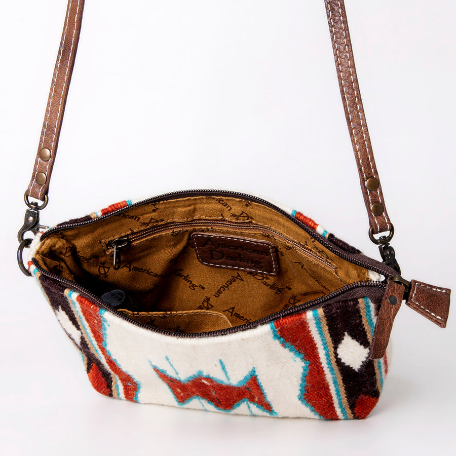 American Darling Handwoven Saddle Blanket Crossbody Bag – Genuine Leather Western Purse  Artisan Crafted Boho Cowgirl Shoulder Bag