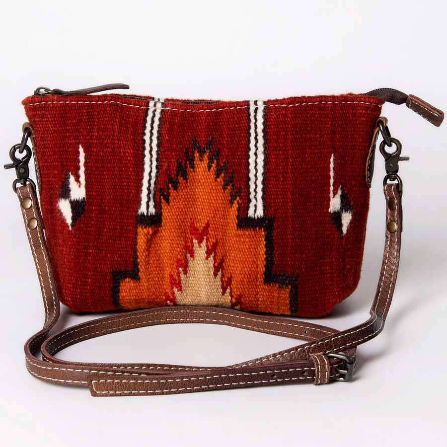 American Darling Handwoven Saddle Blanket Crossbody Bag – Genuine Leather Western Purse  Artisan Crafted Boho Cowgirl Shoulder Bag