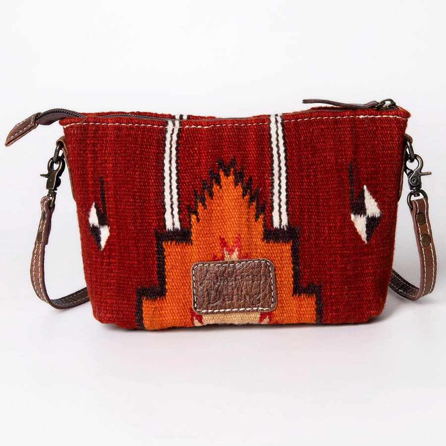 American Darling Handwoven Saddle Blanket Crossbody Bag – Genuine Leather Western Purse  Artisan Crafted Boho Cowgirl Shoulder Bag