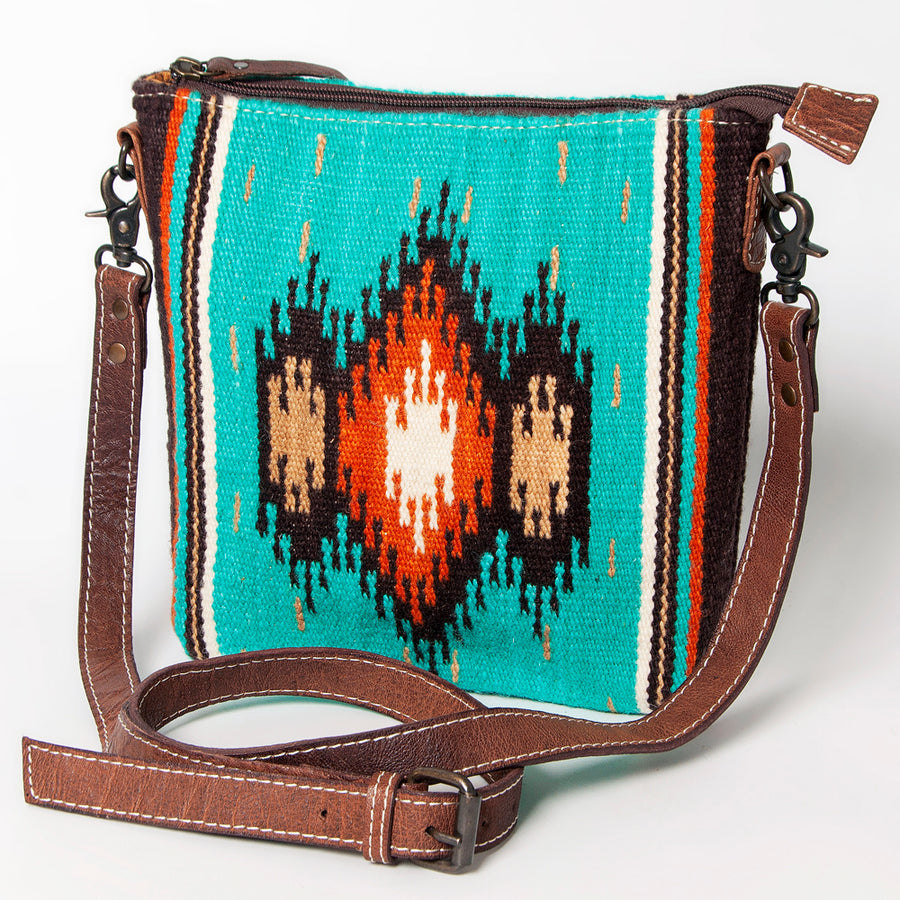 American Darling Handwoven Saddle Blanket Large Crossbody Bag Genuine Leather - Uhorse
