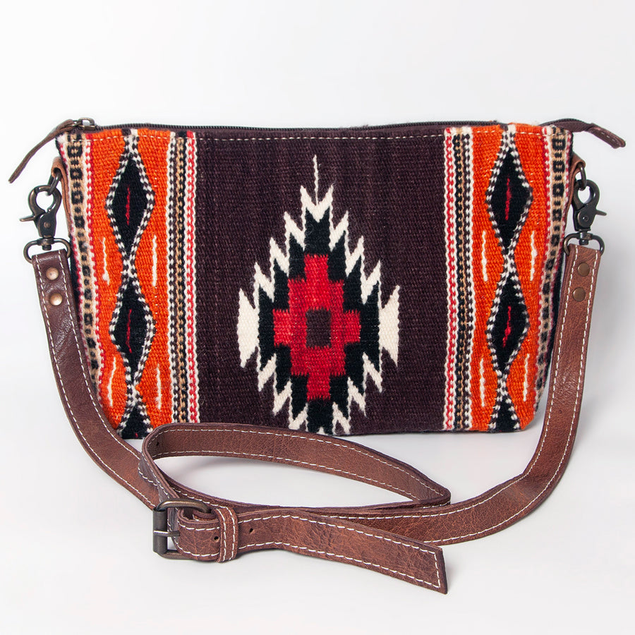 American Darling Western Crossbody Bag – Handwoven Saddle Blanket with Genuine Leather Trim, Compact Everyday Purse