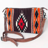 handwoven wool saddle blanket western crossbody bag with genuine leather trim by American Darling