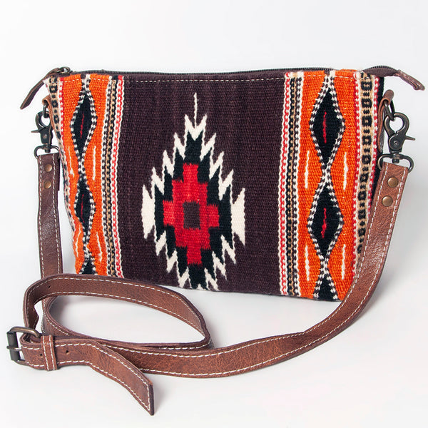 American Darling Handwoven Saddle Blanket Crossbody Bag Genuine Leather Trim - Uhorse