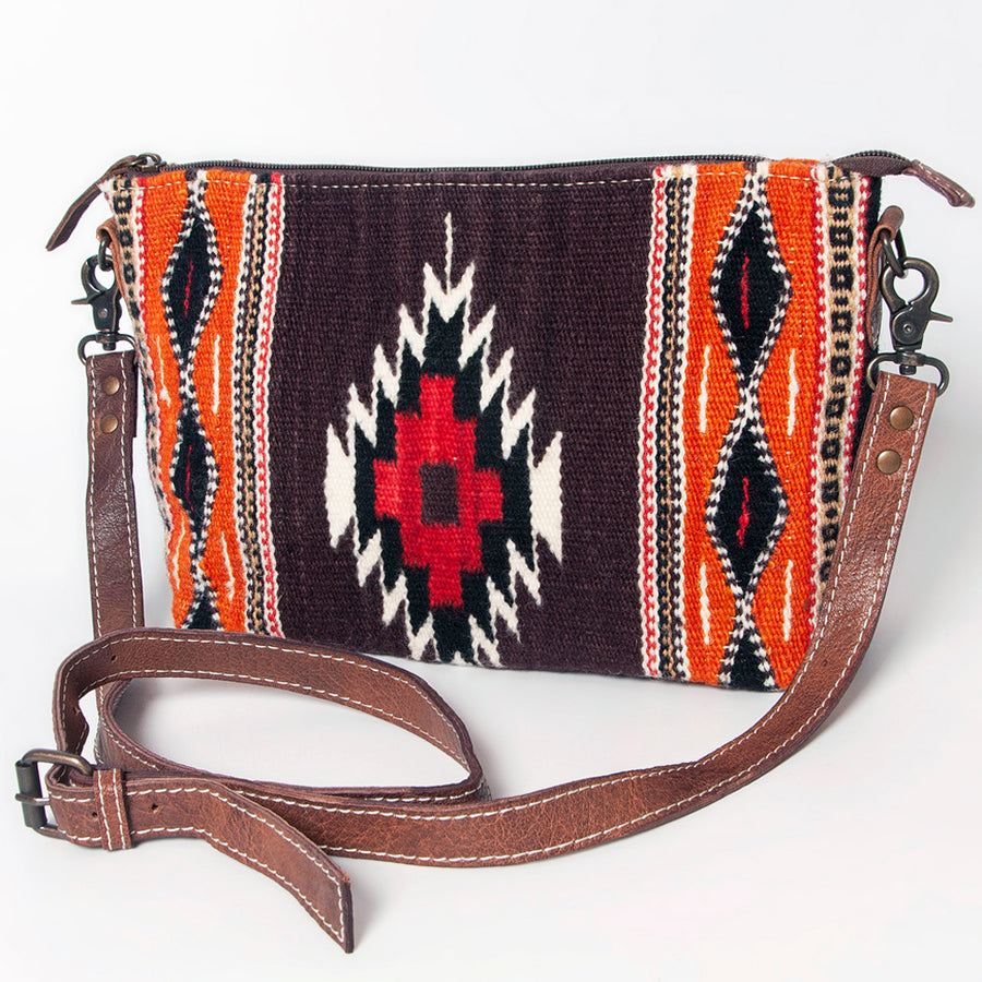 American Darling Handwoven Saddle Blanket Crossbody Bag Genuine Leather Trim - Uhorse