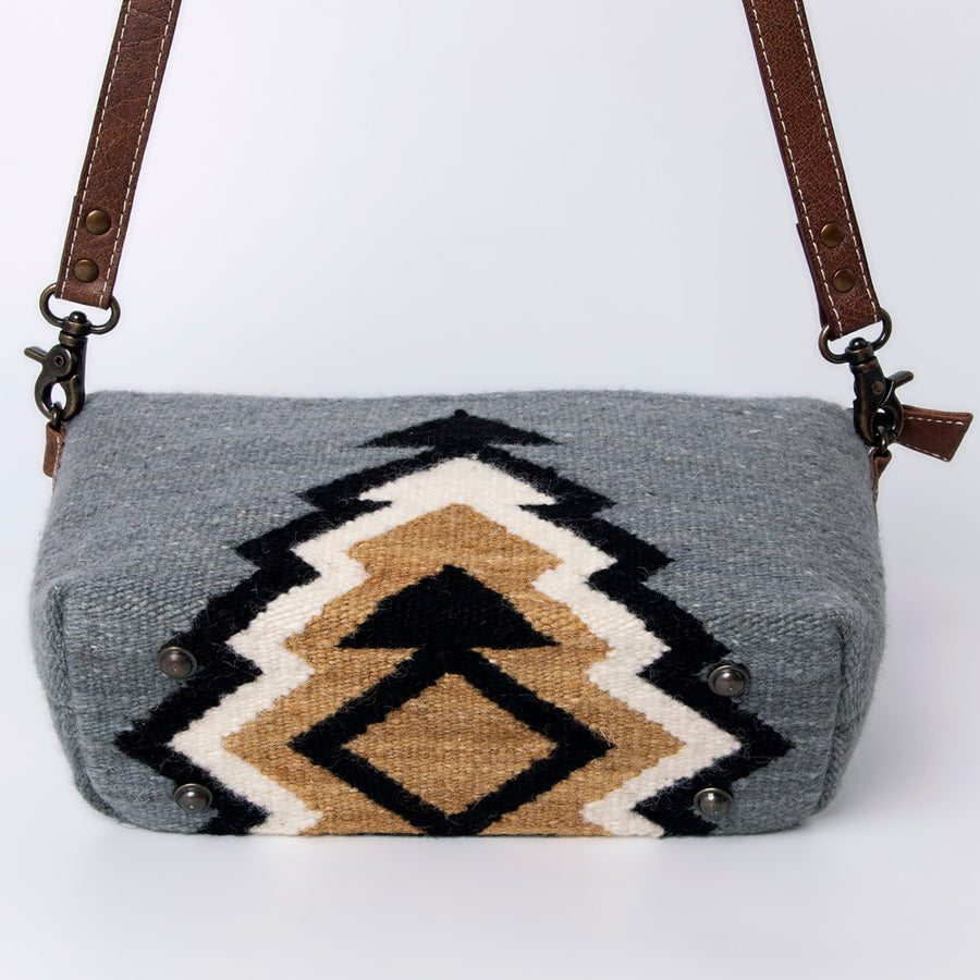 American Darling Western Crossbody Bag – Handwoven Saddle Blanket with Genuine Leather Trim, Compact Everyday Purse