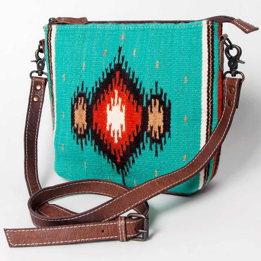 American Darling Handwoven Saddle Blanket Crossbody Bag Genuine Leather - Uhorse