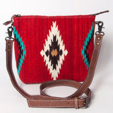 American Darling Western Crossbody Bag – Handwoven Saddle Blanket with Genuine Leather Trim, Lightweight Everyday Purse