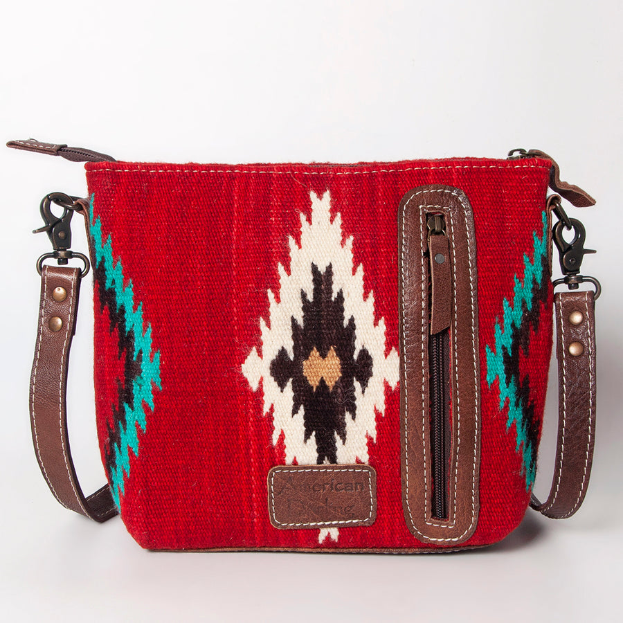 American Darling Western Crossbody Bag – Handwoven Saddle Blanket with Genuine Leather Trim, Lightweight Everyday Purse