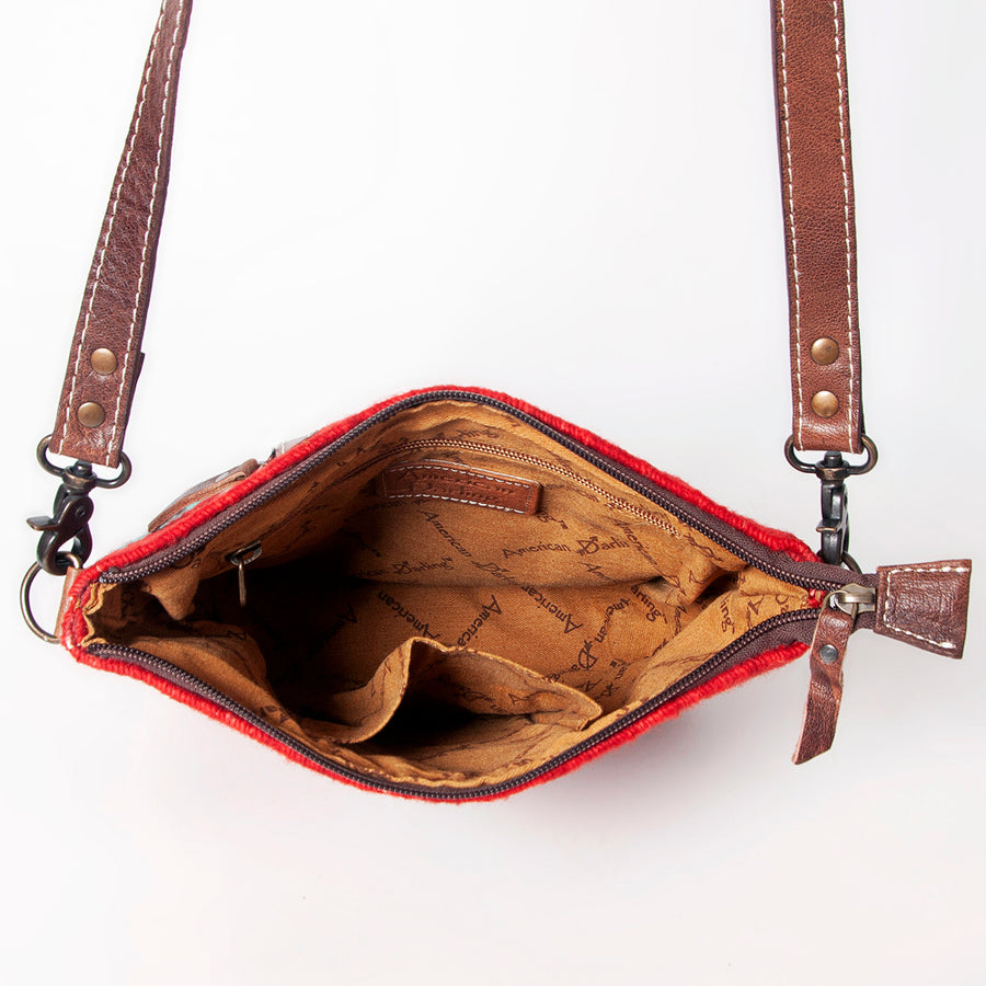 American Darling Western Crossbody Bag – Handwoven Saddle Blanket with Genuine Leather Trim, Lightweight Everyday Purse