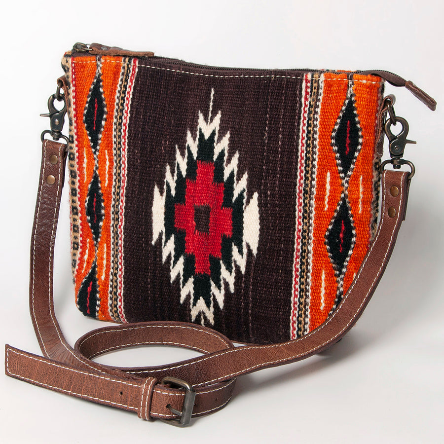 American Darling Handwoven Saddle Blanket Crossbody Bag Genuine Leather - Uhorse