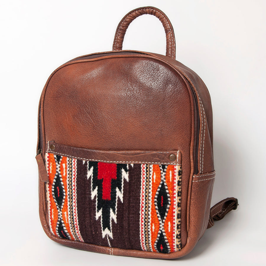 American Darling Handwoven Saddle Blanket Leather Backpack - Western Genuine Leather - Uhorse