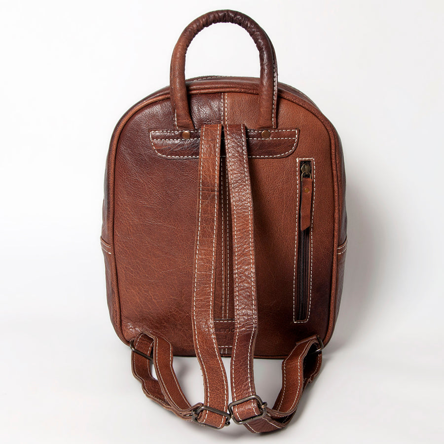 American Darling Western Backpack – Handwoven Saddle Blanket Front with Genuine Leather Body, Everyday Travel and Work Bag