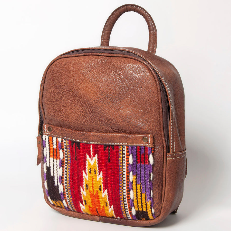 American Darling Handwoven Saddle Blanket Leather Backpack - Western Genuine Leather - Uhorse