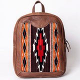 American Darling Western Leather Backpack – Handwoven Saddle Blanket with Genuine Leather Trim, Travel and Everyday Bag