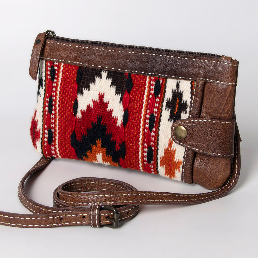 American Darling Handwoven Saddle Blanket Leather Crossbody HandBag - Western Style - Uhorse