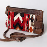 handwoven saddle blanket western leather Small Crossbody bag with genuine leather trim by American Darling