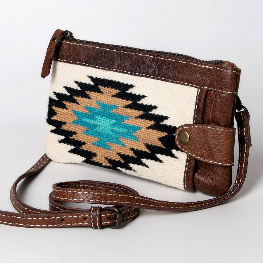 American Darling Handwoven Saddle Blanket Leather Crossbody HandBag - Western Style - Uhorse