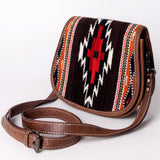 American Darling Western Crossbody Bag – Handwoven Saddle Blanket with Genuine Leather, Flap Design, Everyday Western Purse