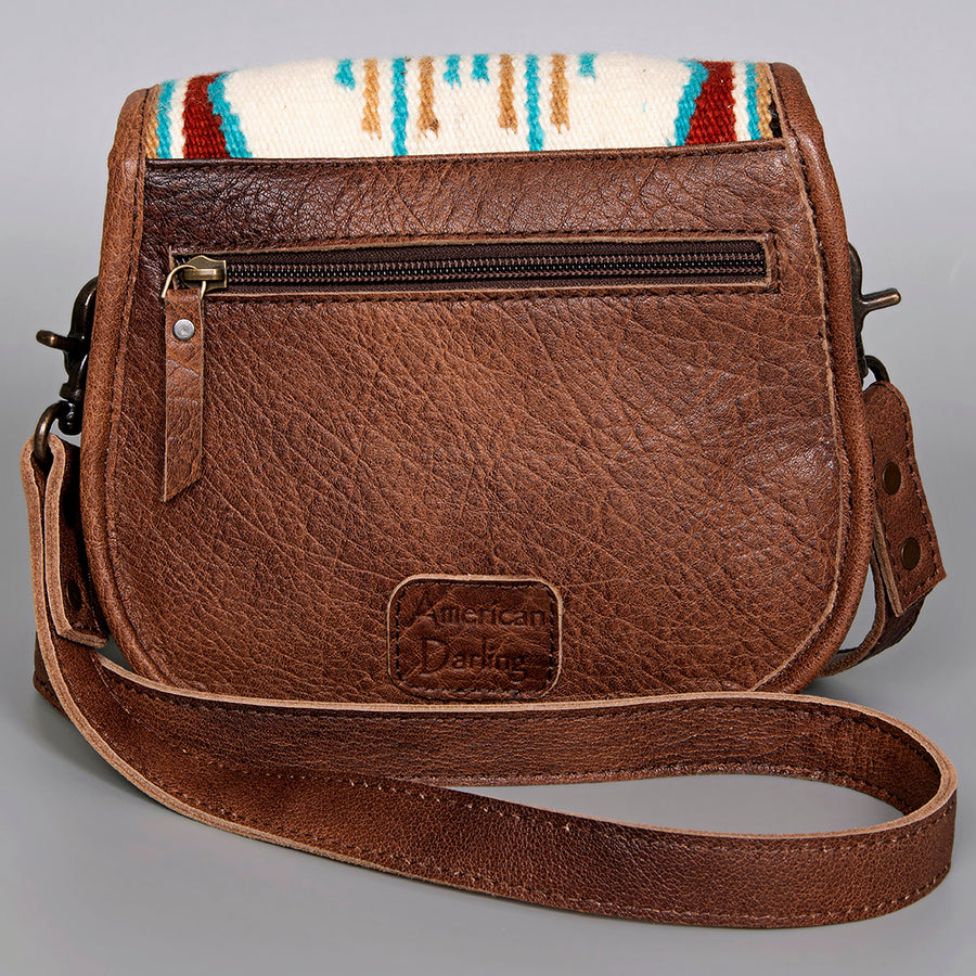 American Darling Western Crossbody Bag – Handwoven Saddle Blanket with Genuine Leather, Flap Design, Everyday Western Purse
