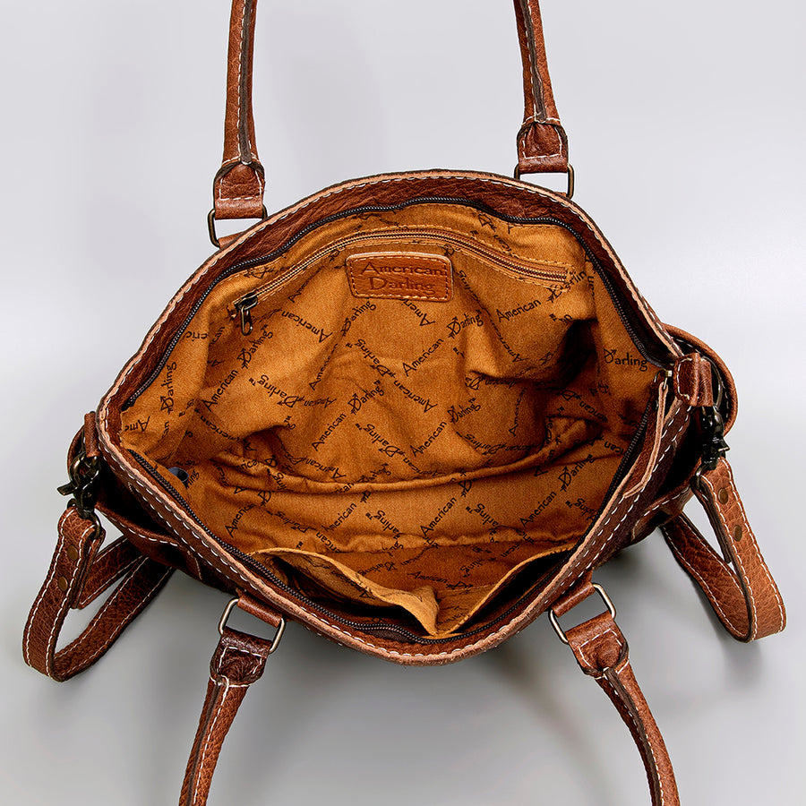 American Darling Women's Tote Bag Western Saddle Blanket Genuine Leather Handbag and Ladies Purse