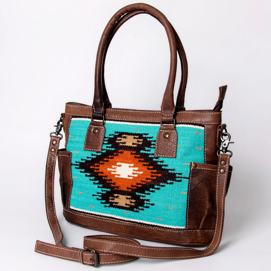American Darling Women's Tote Bag Western Saddle Blanket Genuine Leather Handbag and Ladies Purse