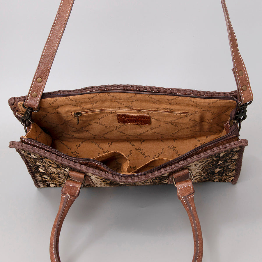 American Darling Women's Tote Bag Western Hair-On Genuine Leather Handbag and Ladies Purse