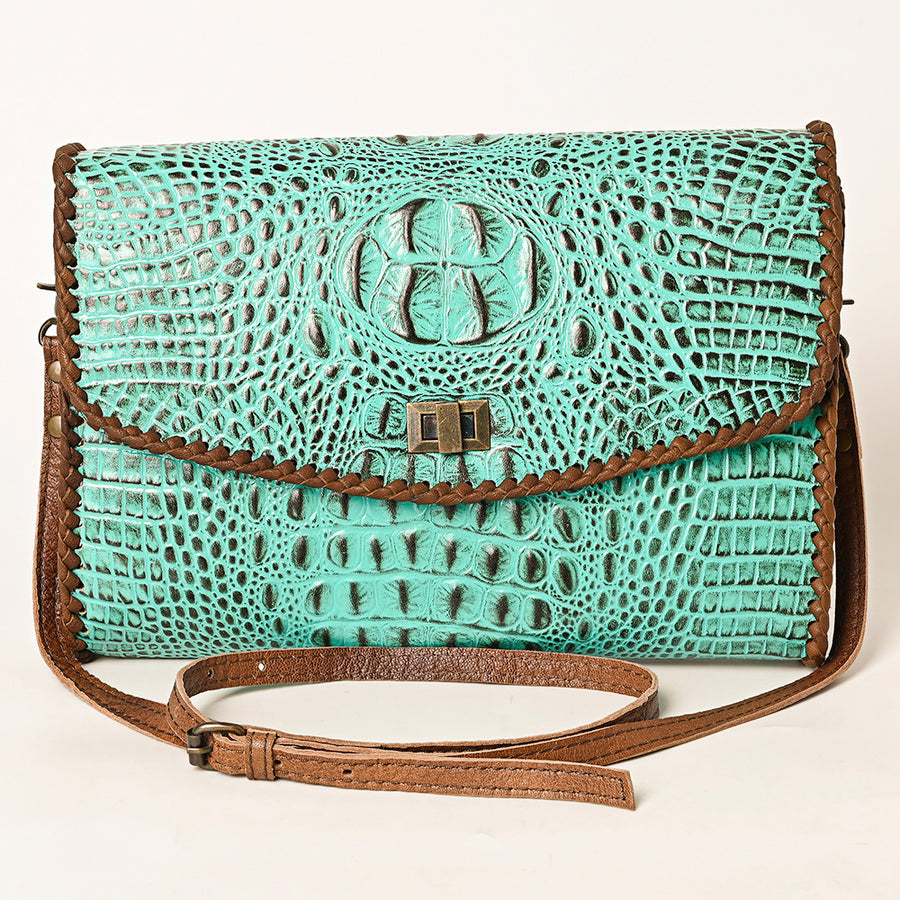 American Darling Women's Coin Purse Crocodile Embossed Genuine Leather Handbag and Ladies bag
