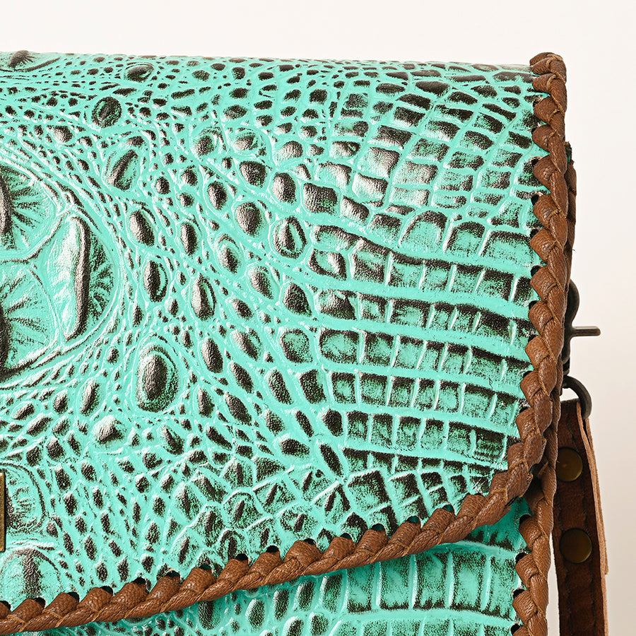 American Darling Women's Coin Purse Crocodile Embossed Genuine Leather Handbag and Ladies bag