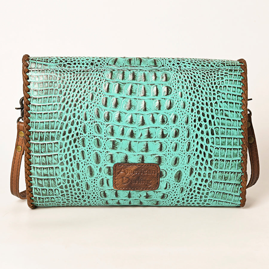 American Darling Women's Coin Purse Crocodile Embossed Genuine Leather Handbag and Ladies bag