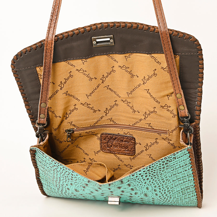 American Darling Women's Coin Purse Crocodile Embossed Genuine Leather Handbag and Ladies bag