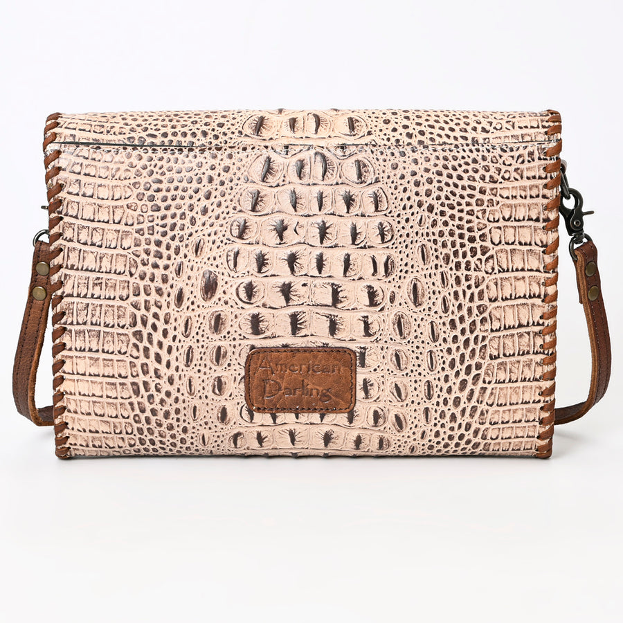American Darling Women's Coin Purse Crocodile Embossed Genuine Leather Handbag and Ladies bag