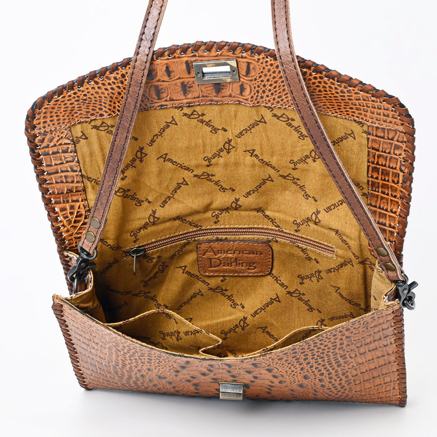 American Darling Women's Coin Purse Crocodile Embossed Genuine Leather Handbag and Ladies bag