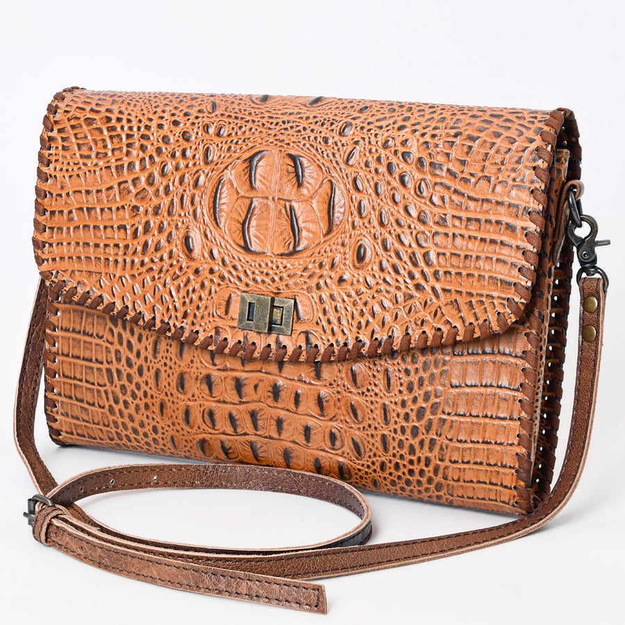 American Darling Western Crocodile-Embossed Leather Handbag - Coin Purse Hand bag - Uhorse