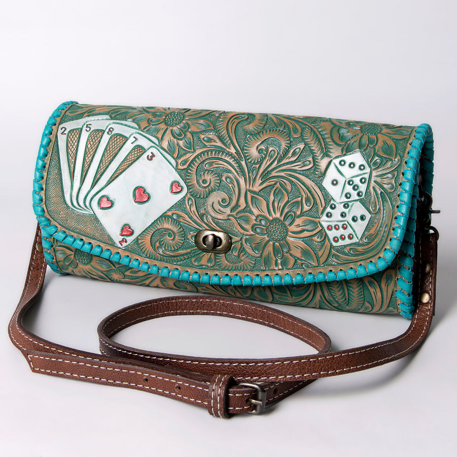 American Darling Hand-Tooled Floral Leather Western Wallet Bag - Uhorse