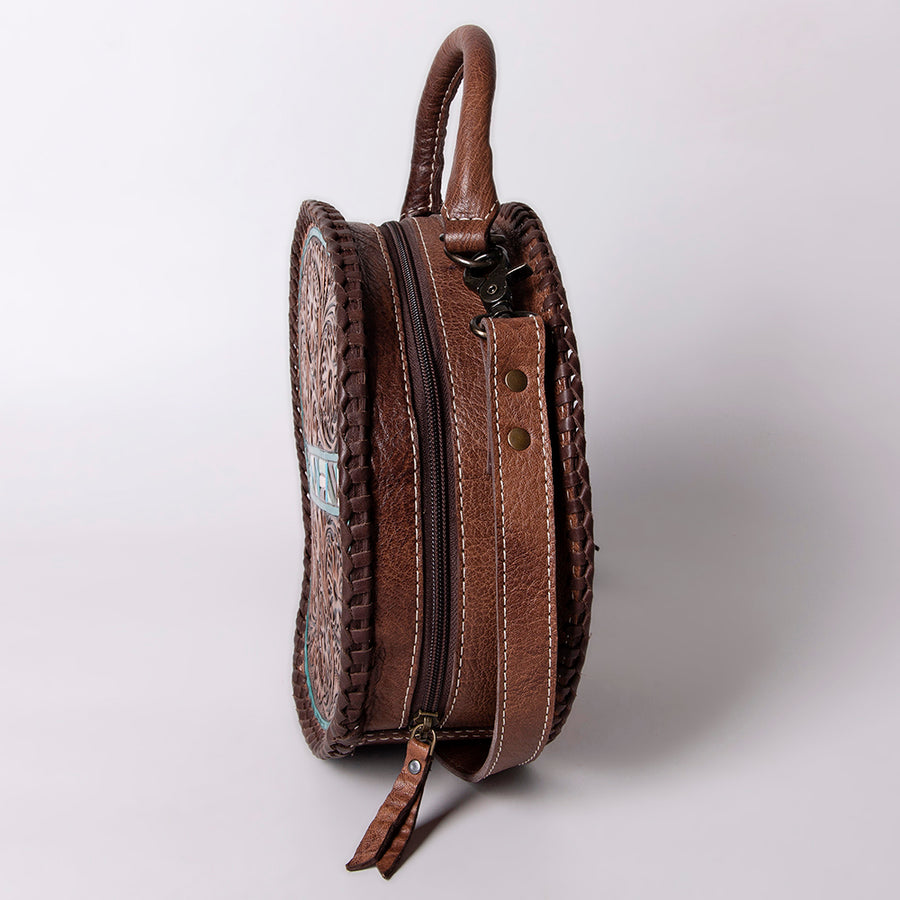 American Darling Women's Canteen Bag Western Hand Tooled Genuine Leather Handbag and Ladies Purse