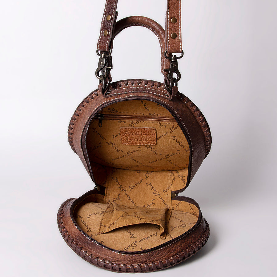American Darling Women's Canteen Bag Western Hand Tooled Genuine Leather Handbag and Ladies Purse