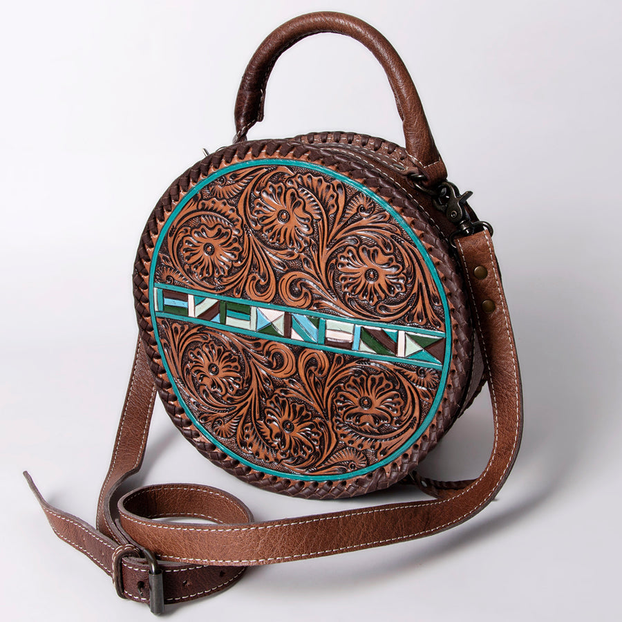 American Darling Canteen Hand Tooled Genuine Leather women bag western handbag purse - Uhorse