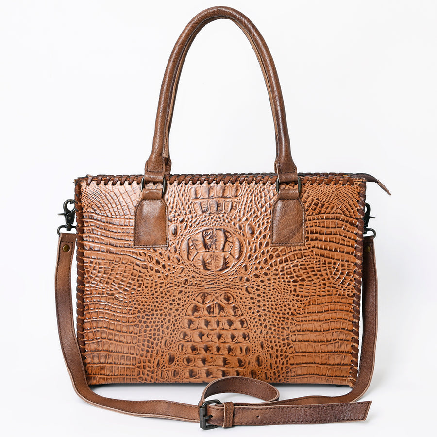 American Darling Briefcase Crocodile Embossed Genuine Leather Western Women Bag Handbag | for Cute Laptop