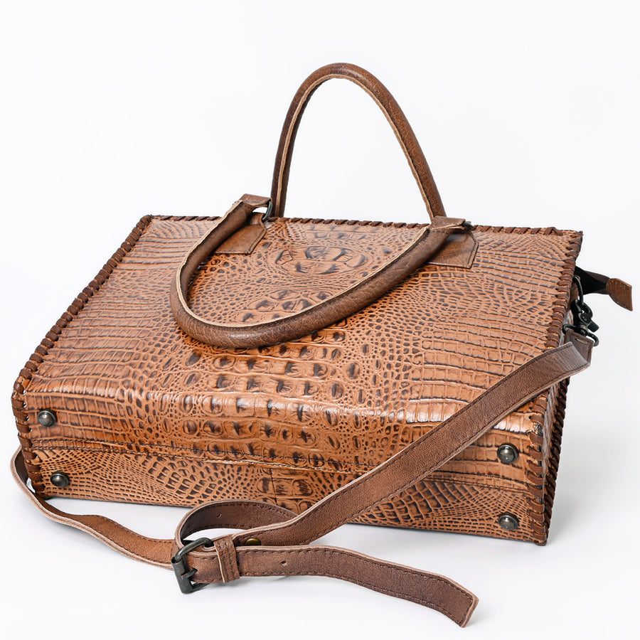 American Darling Briefcase Crocodile Embossed Genuine Leather Western Women Bag Handbag | for Cute Laptop