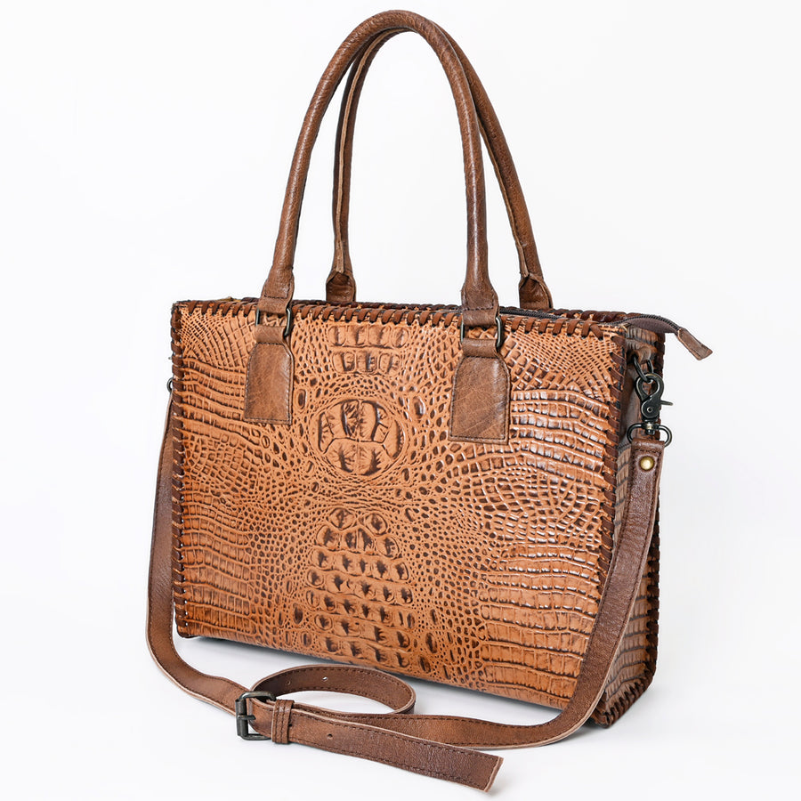 American Darling Crocodile-Embossed Genuine Leather Tote Bag - Western Luxury Handbag - Uhorse
