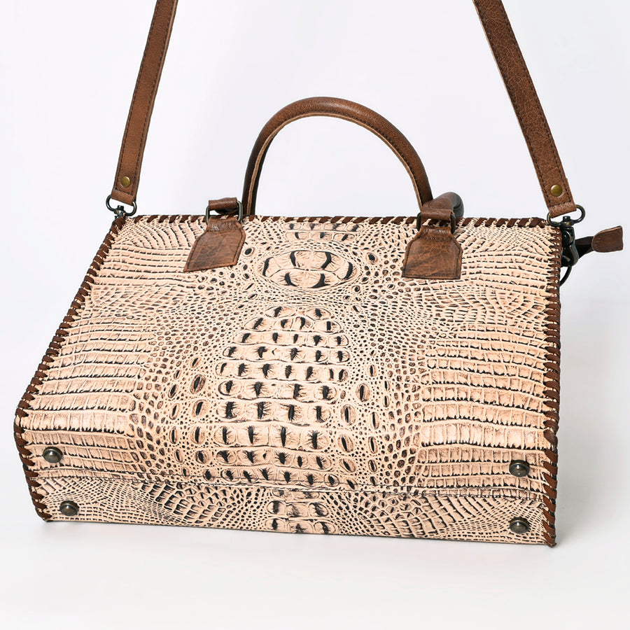 American Darling Briefcase Crocodile Embossed Genuine Leather Western Women Bag Handbag | for Cute Laptop