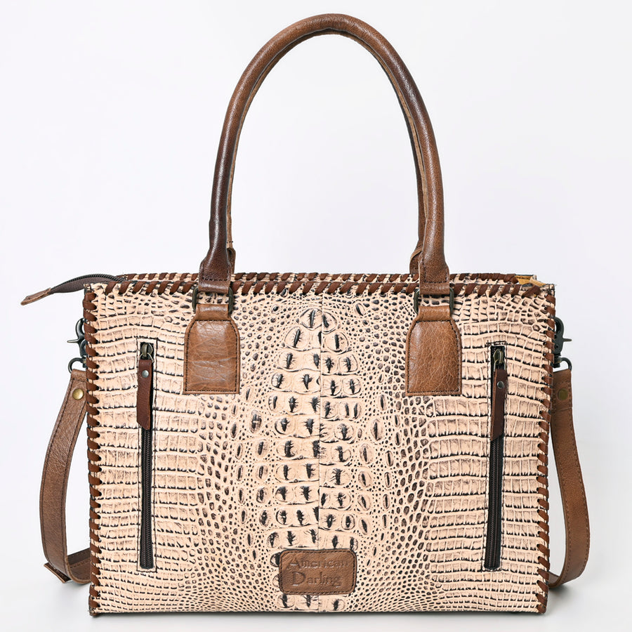 American Darling Briefcase Crocodile Embossed Genuine Leather Western Women Bag Handbag | for Cute Laptop