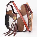 American Darling ADBGF125A Hobo Hand Tooled Hair-On Genuine Leather Women Bag Western Handbag Purse