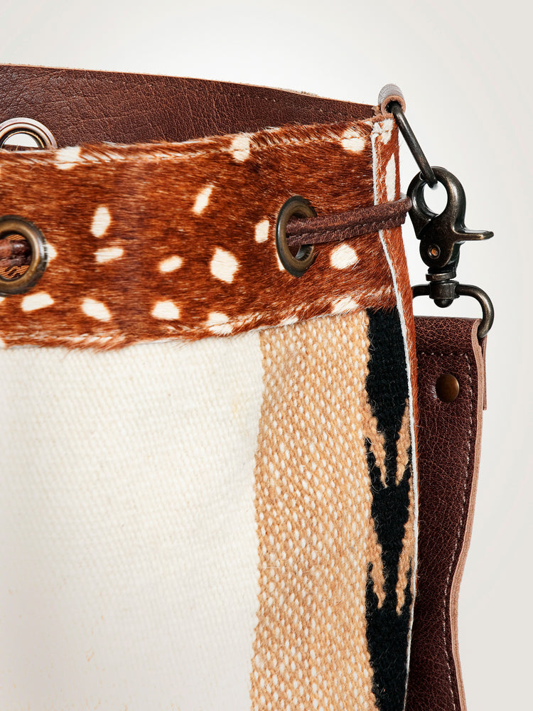 American Darling Bucket Bag Hand Woven Saddle Blanket Hair-On Cowhide Genuine Leather Western Purse with YKK Zipper