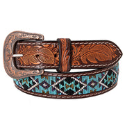 HILASON Western Genuine Leather Belt for Men Women Cowboy Cowgirl Handmade Unisex Full Grain Heavy Duty Tooled Beaded