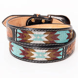 HILASON Hand Tooled Genuine Leather Hand Crafted Unisex Western Belt Beaded Carving | Bead Belts for Women | Men Beaded Belt