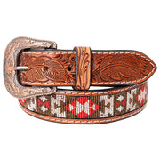 HILASON Hand Tooled Genuine Leather Hand Crafted Unisex Western Belt Beaded Carving | Bead Belts for Women | Men Beaded Belt