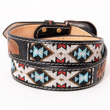 Hilason Hand Carved Western Leather Men Women Belt Beaded